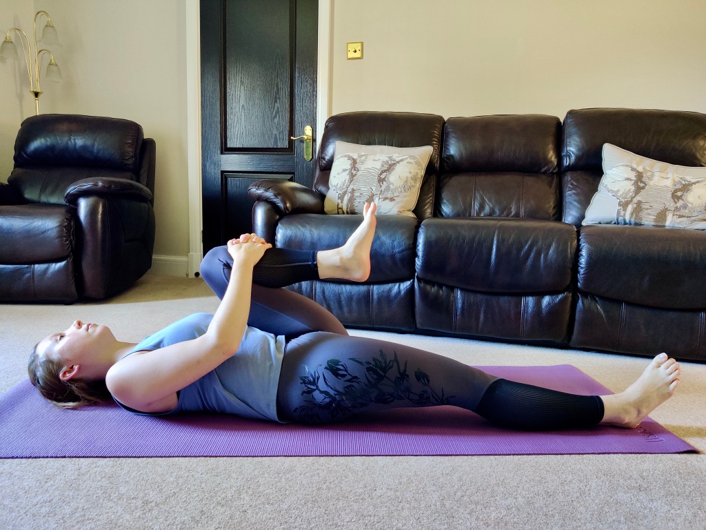 Supine Twist encourages relaxation which helps to alleviate constipation.