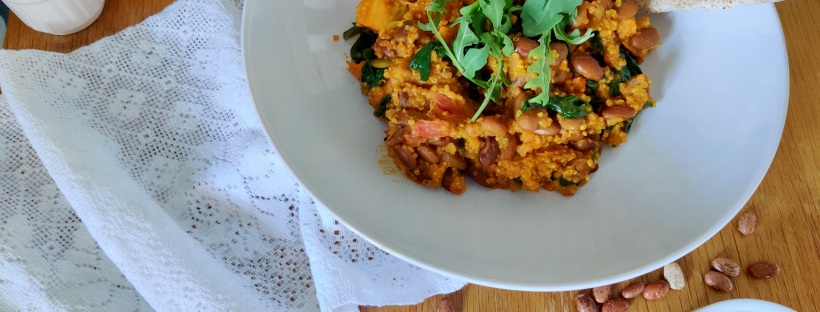 This pinto bean, quinoa and turmeric curry is a warming bowl of goodness for your gut.